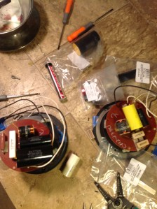 Polk Monitor 7B crossovers. On left is a finished one, on right is the original. Not too bad.