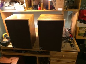 Infinity Qe Speakers on the workbench.