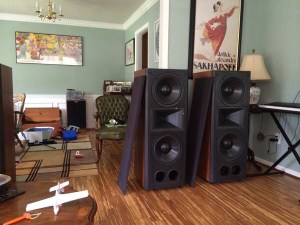 Klipsch CF-4s with the grilles off.