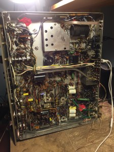 Fisher 500C receiver. View from the underside. No circuit boards here!