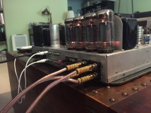 Fisher 500C reveiver. Rear view with the walnut case removed