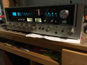 Sansui 7070 receiver after some outpatient circuit surgery to get the lamps glowing